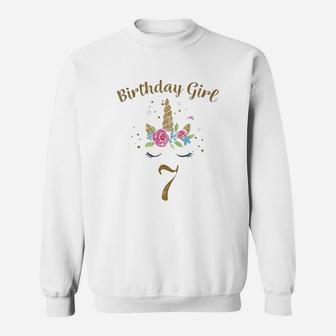 7Th Birthday Girl Unicorn Sweatshirt | Crazezy UK