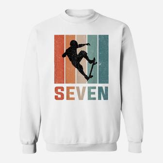 7Th Birthday Retro Gift Skateboard Boys Kids 7 Years Old Sweatshirt | Crazezy AU