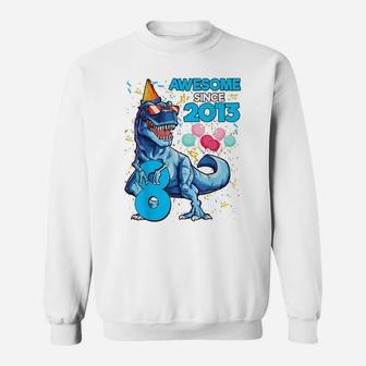 8Th Birthday Dinosaur 8 Year Old Boy Kids Awesome Since 2013 Sweatshirt | Crazezy