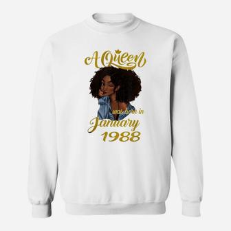 A Queen Was Born In January 1988 33Rd Birthday Gift Sweatshirt | Crazezy