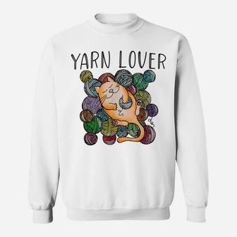 Adorable Knitting And Crochet Happy Cat Yarn Lovers Sweatshirt | Crazezy