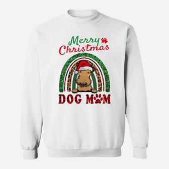 Airedale Terrier Santa Dog Mom Boho Rainbow Funny Christmas Sweatshirt | Crazezy