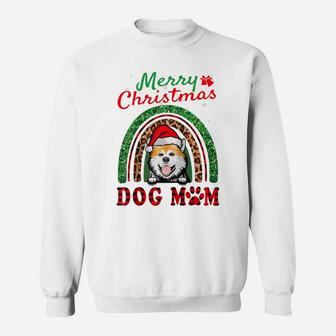 Akita Inu Santa Dog Mom Boho Rainbow Funny Christmas Raglan Baseball Tee Sweatshirt | Crazezy UK