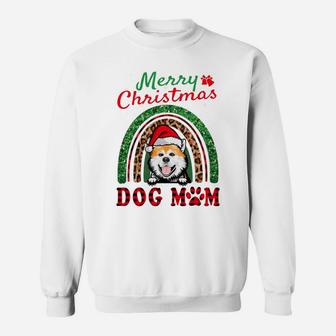 Akita Inu Santa Dog Mom Boho Rainbow Funny Christmas Sweatshirt | Crazezy UK
