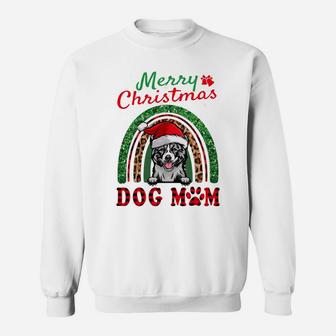 Akita Santa Dog Mom Boho Rainbow Funny Christmas Sweatshirt | Crazezy DE