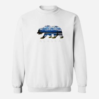 Alaskan Bear With Lake Mountain Souvenir Tee Sweatshirt - Thegiftio UK