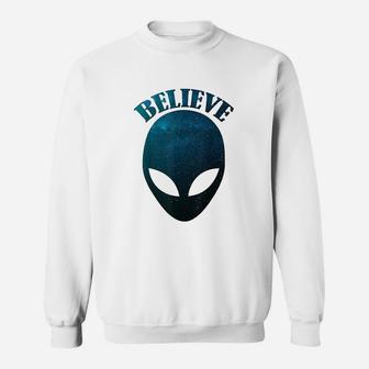 Alien Ufo Aliens Believe Galaxy Sweatshirt | Crazezy
