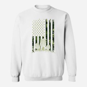 American Flag Camouflage Morel Mushroom Shrooming Picking Sweatshirt | Crazezy