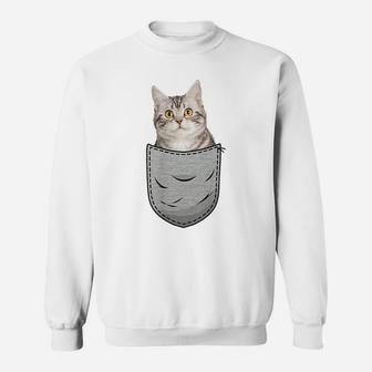 American Shorthair Cat Chest Pocket Pocket Cat Owner Sweatshirt | Crazezy