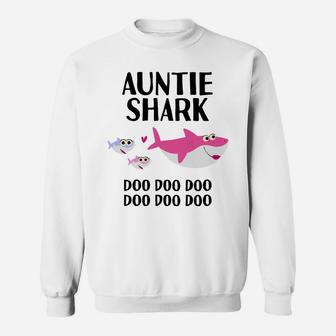 Auntie Shark Doo Doo Christmas Birthday Aunt Gift Sweatshirt | Crazezy