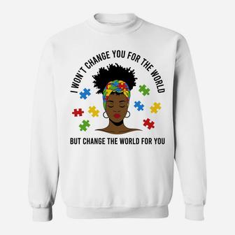 Autism Awareness Black Womens Afro Mom Life Autistic Mother Sweatshirt Sweatshirt | Crazezy CA