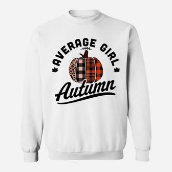 Average Girl Autumn - Fall Season - Leopard Plaid Pumpkin Sweatshirt Sweatshirt | Crazezy