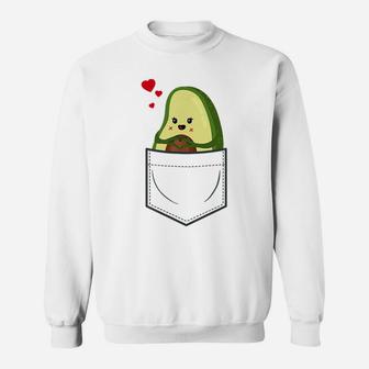 Avocado In Breastpocket - Cute Funny Kids Avocado Pocket Sweatshirt | Crazezy