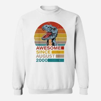 Awesome Since August 2000 Dinosaur 21 Year Old Birthday Sweatshirt | Crazezy AU