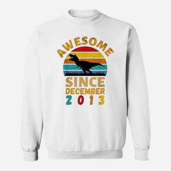Awesome Since December 2013 Vintage 8Th Birthday Dinosaur Sweatshirt | Crazezy UK