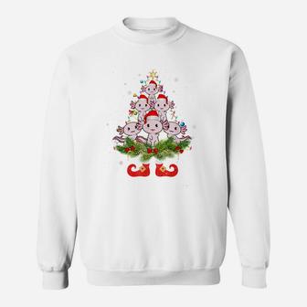 Axolotls Christmas Tree Lights Funny Santa Hat Lover Sweatshirt | Crazezy AU