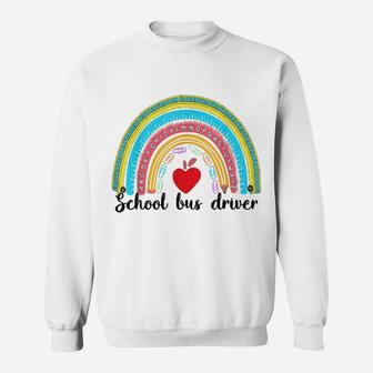 Back To School Bus Driver Rainbow Ruler Leopard Boho Funny Sweatshirt | Crazezy UK