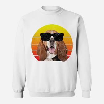 Basset Hound Vintage Sunset Dog Funny Basset Mom Basset Dad Sweatshirt | Crazezy AU
