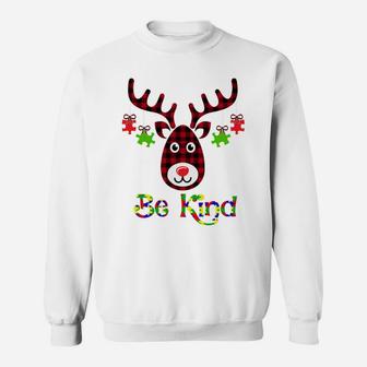 Be Kind Autism Awareness Christmas Reindeer Gifts Xmas Idea Sweatshirt Sweatshirt | Crazezy CA