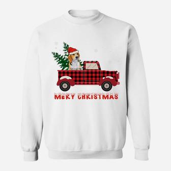 Beagle Christmas Truck Tree Mom Dad Dog Gift Sweatshirt Sweatshirt | Crazezy