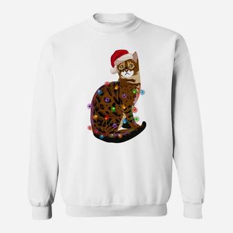 Bengal Cat Christmas Lights Xmas Cat Lover Sweatshirt Sweatshirt | Crazezy CA