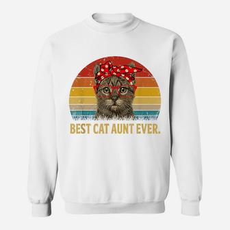 Best Cat Aunt Ever Family Tshirt Retro Vintage Cat Aunt Gift Sweatshirt | Crazezy AU