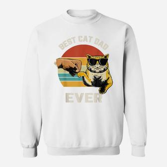 Best Cat Dad Ever Paw Fist Bump Fit Tee Funny Cat Dad Sweatshirt | Crazezy