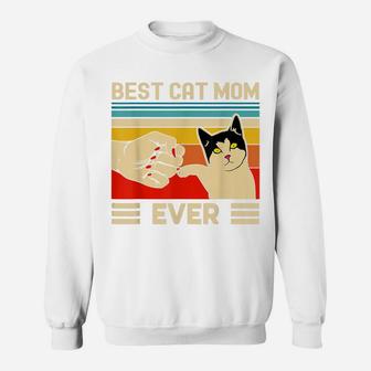 Best Cat Mom Ever Funny Cat Mom Mother Vintage Gift Sweatshirt | Crazezy AU