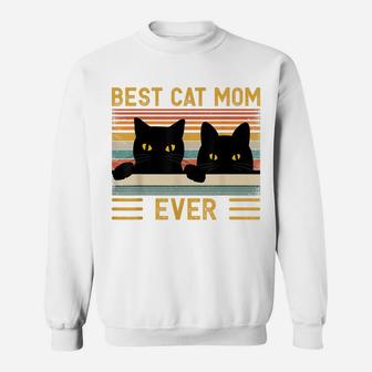 Best Cat Mom Ever Vintage Retro Style Black Cats Lover Sweatshirt | Crazezy