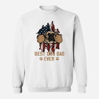 Best Dog Dad Ever Bull Mastiff Dog American Flag Sweatshirt | Crazezy CA
