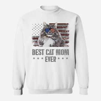 Best Siberian Cat Mom Ever Retro Usa American Flag Sweatshirt Sweatshirt | Crazezy AU