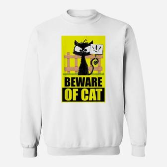 "Beware Of Cat" | Funny Saying | Angry Cat | Funny Black Cat Sweatshirt | Crazezy UK