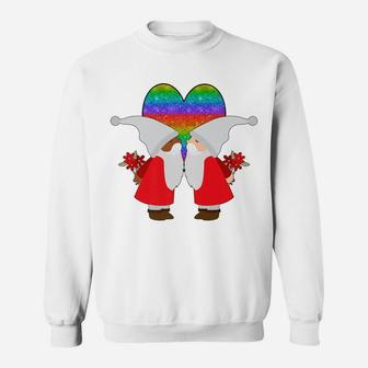Bi-Racial Couple Gay Pride Gnome Valentines Day Rainbow Sweatshirt | Crazezy
