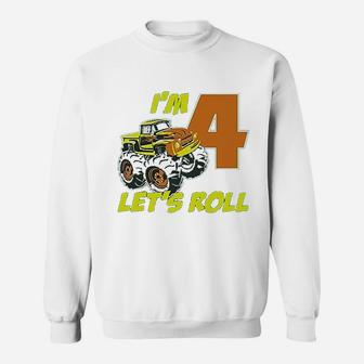 Birthday Gift For 4 Year Old Boy Truck 4Th Birthday Sweatshirt | Crazezy DE