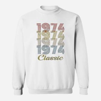 Birthday Gift Retro Birthday 1974 Classic Sweatshirt | Crazezy