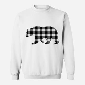 Black And White Buffalo Plaid Bear Christmas Pajama Sweatshirt | Crazezy DE