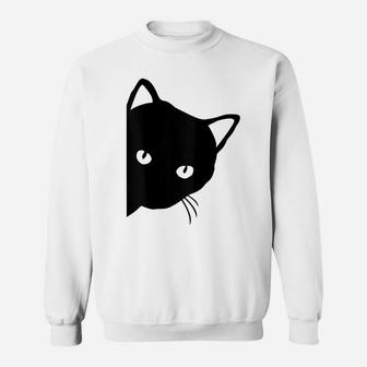 Black Cat Face For Cat Lovers Sweatshirt | Crazezy