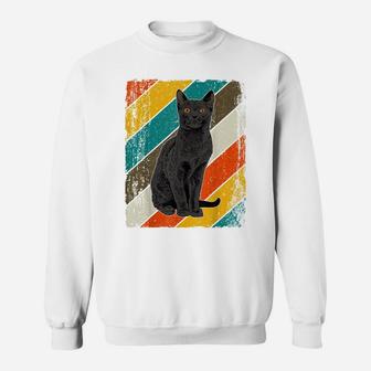 Black Cat Yellow Eyes Vintage Black Cat Lover Retro Cats Sweatshirt | Crazezy