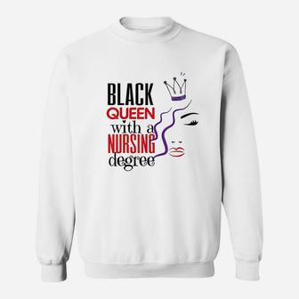 Black Nurse Queen Nursing School Graduation Rn Lpn Bsn Sweatshirt | Crazezy UK