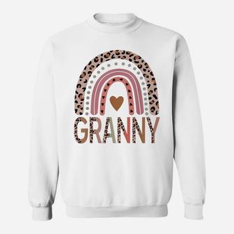 Blessed Granny Funny Leopard Boho Cute Rainbow Sweatshirt | Crazezy