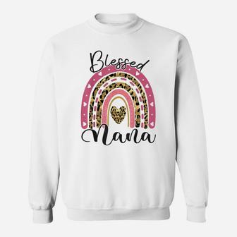 Blessed Nana Funny Leopard Boho Rainbow Nana Life Sweatshirt | Crazezy CA