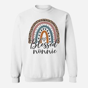 Blessed Nonnie Funny Leopard Boho Cute Rainbow Sweatshirt | Crazezy UK