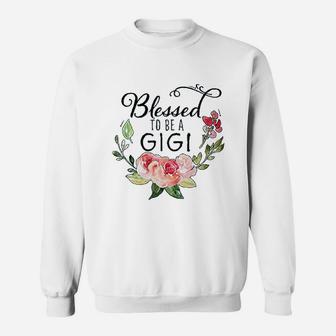 Blessed To Be A Gigi With Pink Flowers Sweatshirt - Thegiftio UK