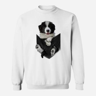 Border Collie In Pocket Long Sleeves Dogs Tee Shirt Gifts Sweatshirt | Crazezy UK