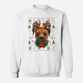 Boxer Ugly Christmas Reindeer Antlers Xmas Girls Kids Women Sweatshirt | Crazezy CA