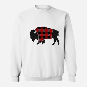 Buffalo Plaid Bison Red And Black Sweatshirt | Crazezy