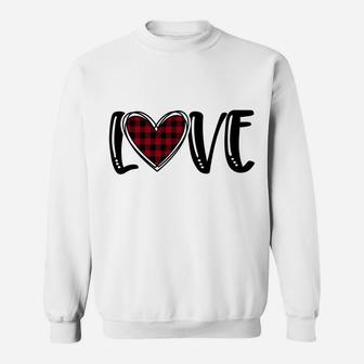 Buffalo Plaid Love Womens Valentines Day Sweatshirt | Crazezy