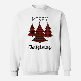 Buffalo Plaid Merry Christmas Tree Matching Family Xmas Tee Sweatshirt | Crazezy UK
