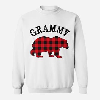 Buffalo Red Plaid Grammy Bear Matching Couple Xmas Pajama Sweatshirt | Crazezy DE