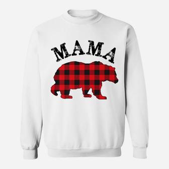 Buffalo Red Plaid Mama Bear Matching Couple Christmas Pajama Sweatshirt | Crazezy AU